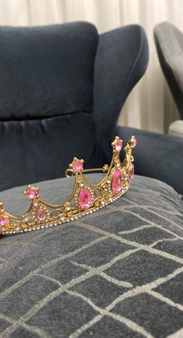 Pembe Taşlı Payetli Gelin Tacı - Görsel 2