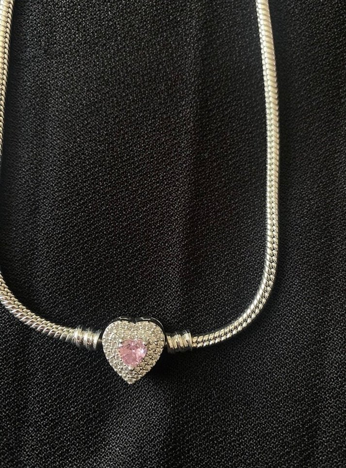 Pembe Yılan Desenli Zincir Detaylı Kadın pandora kolye - Görsel 2