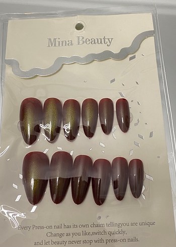 Bordo Parlak Takma Tırnak Seti - Görsel 4