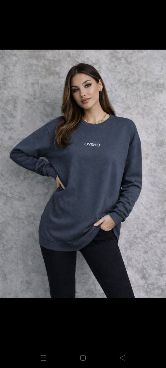 Oysho Siyah Oversize Sweatshirt - Görsel 2