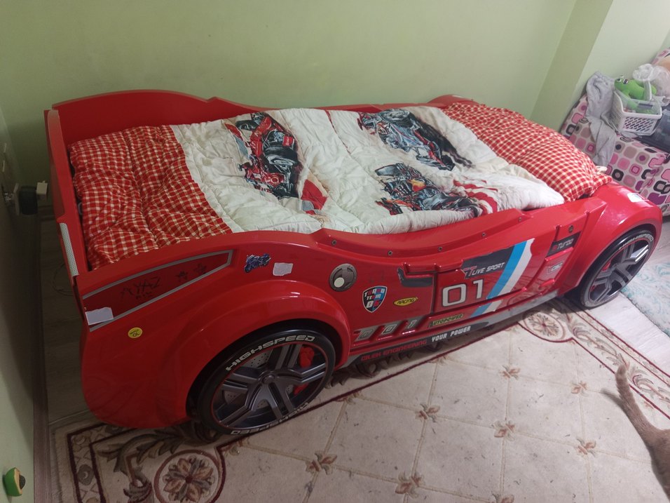 Çocuklar için Çilek Mobilya Kırmızı Araba Yatak - Görsel 4