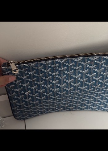 Beden Kadın Mavi Denim Baskılı Fermuarlı Clutch Çanta
