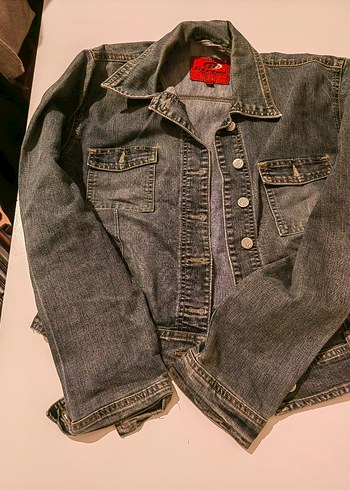 Düğmeli Gri Kadın Denim Ceket