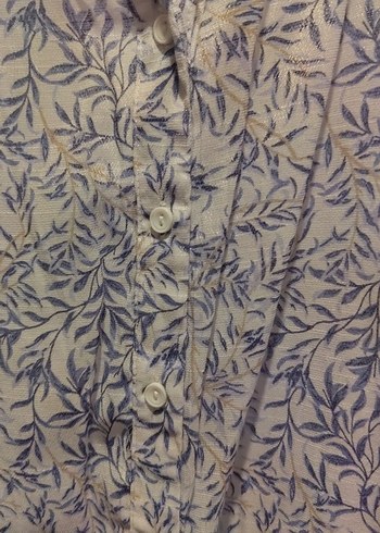 Bohem V Yaka Düğmeli Gri Desenli Kadın Bluz - Görsel 3