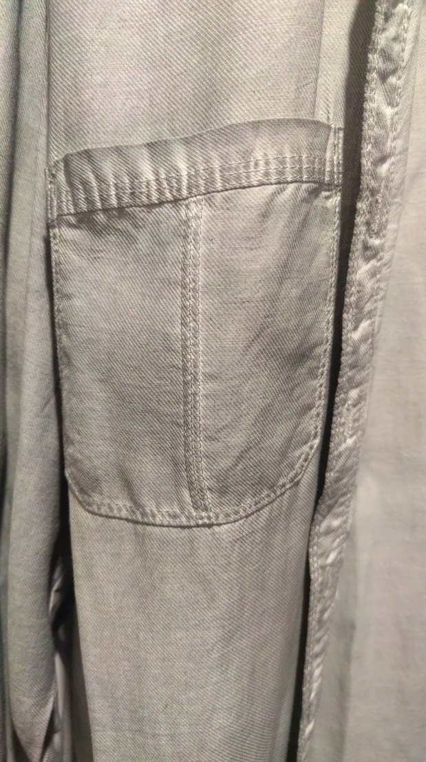 Gri Düğmeli Kadın Keten Gömlek - Görsel 2