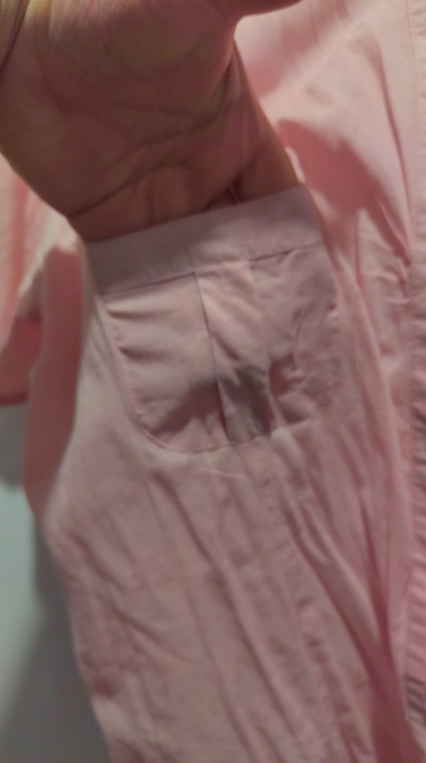 Düğmeli Pudra Pembe Keten Kadın Gömlek - Görsel 3