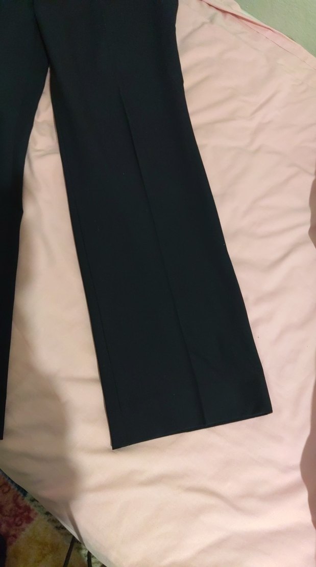 Kadın Siyah Kumaş Kemerli Normal Kesim Pantolon - Görsel 2