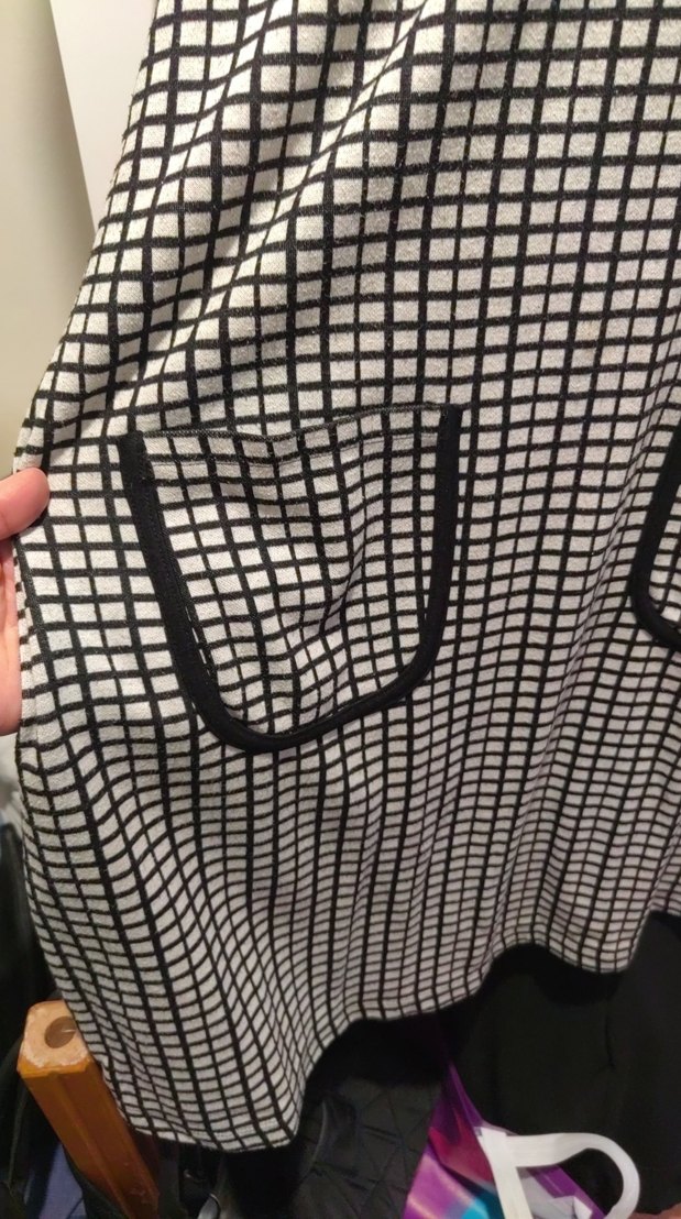 Siyah krem Kareli  elbise - Görsel 2