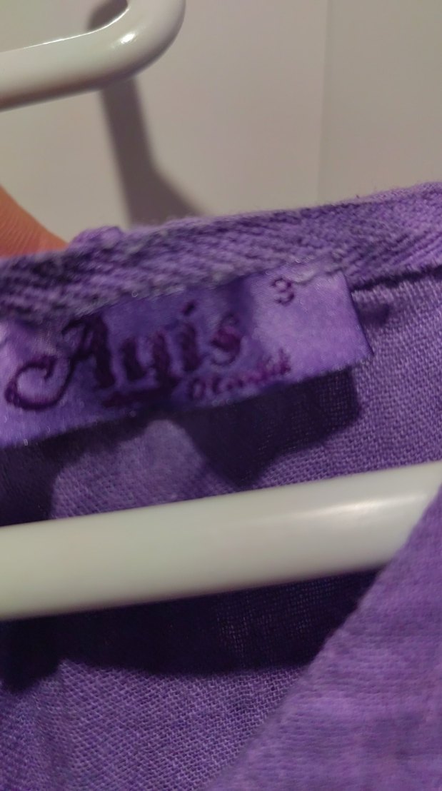 Mor Bohem Uzun Kollu Keten Gömlek - Görsel 3