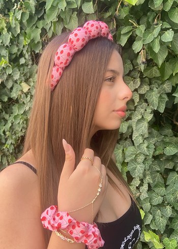 Zara Kiraz deseneli Saç tacı ve Toka takımı