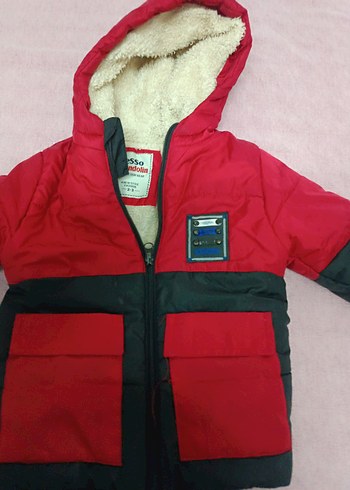 Kırmızı Siyah Fermuarlı Erkek Çocuk Mont - Görsel 2