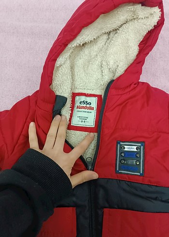 Kırmızı Siyah Fermuarlı Erkek Çocuk Mont - Görsel 3