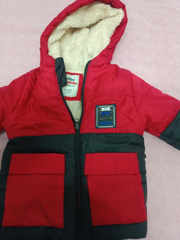 Kırmızı Siyah Fermuarlı Erkek Çocuk Mont - Görsel 2