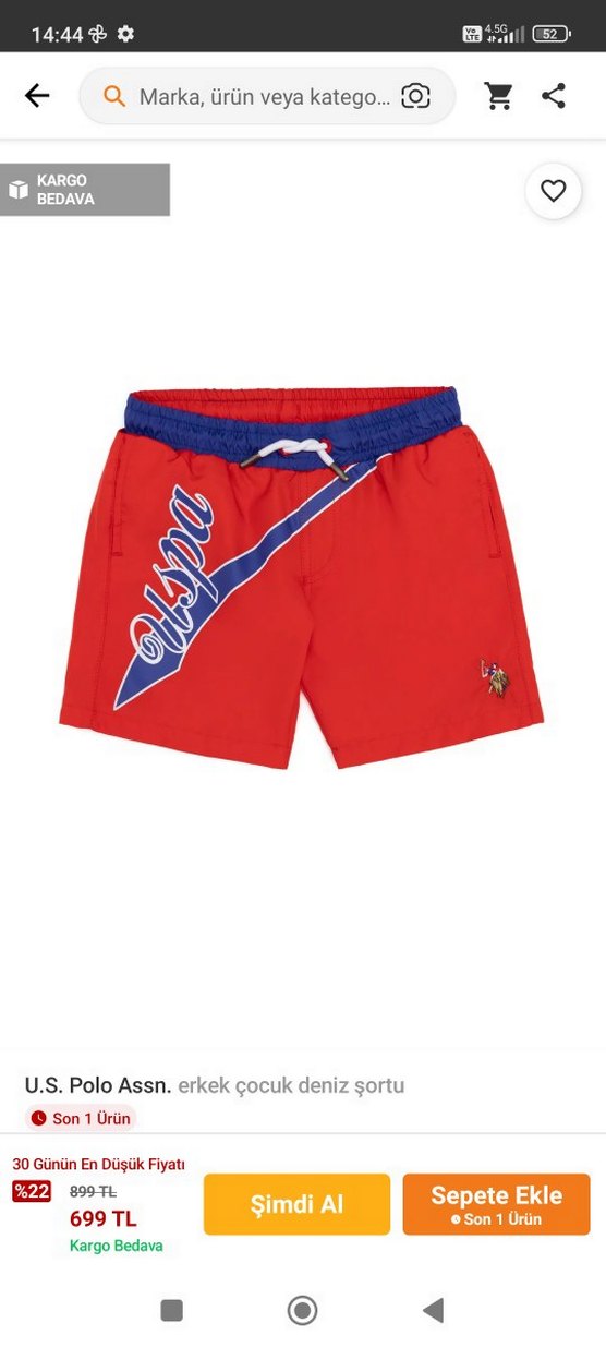 Kırmızı Erkek Mini Şort Yüzücü - Görsel 3