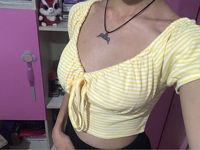 xs Beden sarı Renk bsl crop