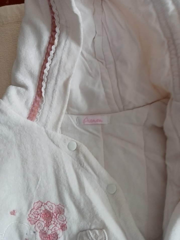 Kapüşonlu Bebek Kız Tulumu Beyaz - Görsel 3