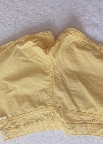 9 Yaş Beden sarı Renk Sarı Mini Düğmeli Kadın Şort