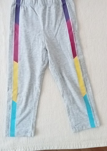 Kız Çocuk Gri Çok Renkli Bağlama Desenli Tayt