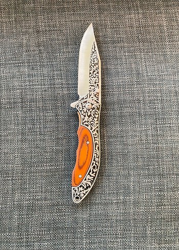 Turuncu Detaylı Vintage Katlanır Bıçak