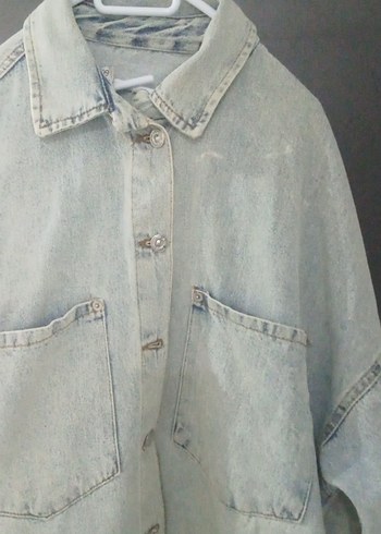 acik mavi Düğmeli Kadın kot Ceket - Görsel 3