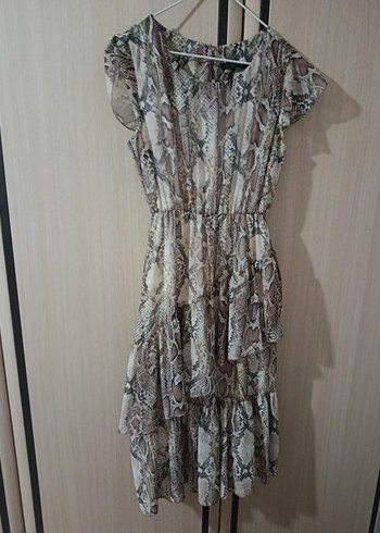 Chima Yılan Desenli Uzun Bohem Elbise