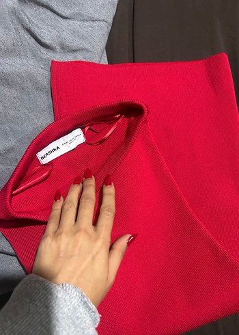 xs Beden Kırmızı straplez elbise