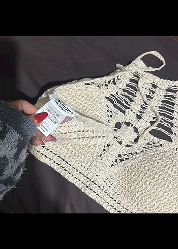 Diğer Dantel Detaylı Bohem Örgü Büstiyer