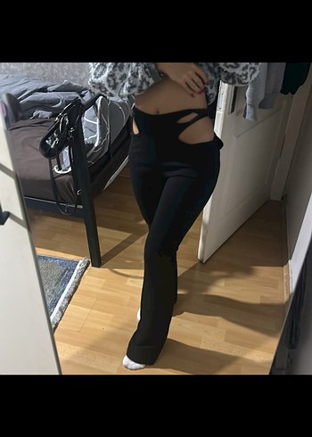 Sheinside Siyah Kadın bel dekolteli ispanyol paça tayt Pantolon