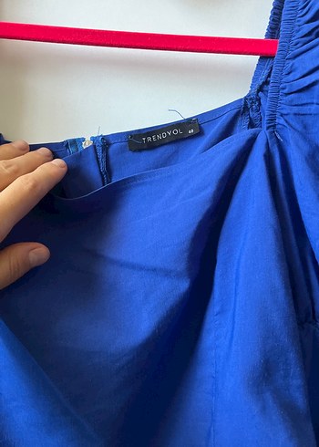 40 Beden Mavi Drapeli Mini Bluz