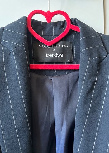 Sagaza Madrid Düğmeli Çizgili Lacivert Kadın Blazer