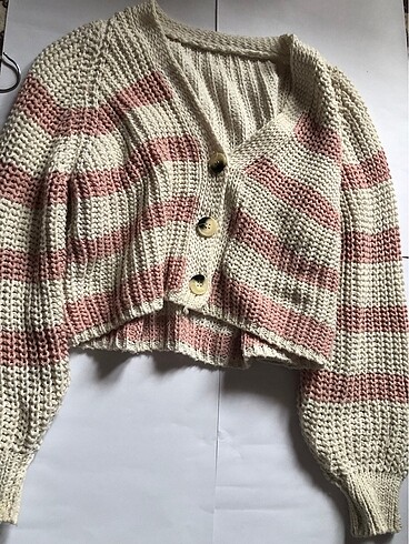 Crop kırka pembe cizgili