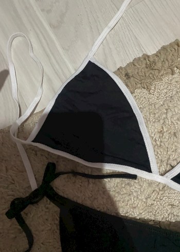 Siyah Beyaz İp Detaylı Kadın Bikini - Görsel 3