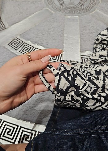 Bohem Desenli Gri Örme Askısız Kadın Tulum - Görsel 4