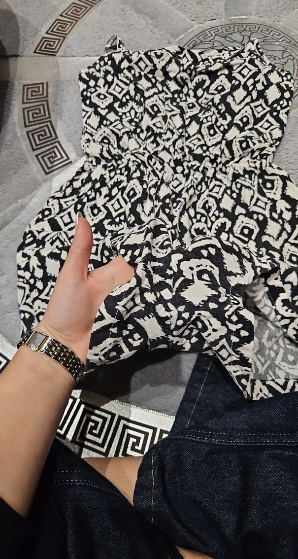 Bohem Desenli Gri Örme Askısız Kadın Tulum - Görsel 2