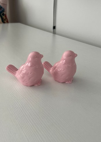 Pembe Pastel Kuş Biblo Seti
