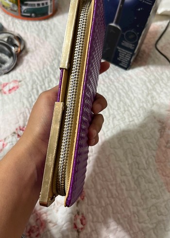Diğer Parlak Mor Yılan Desenli Kadın Portföy Çanta