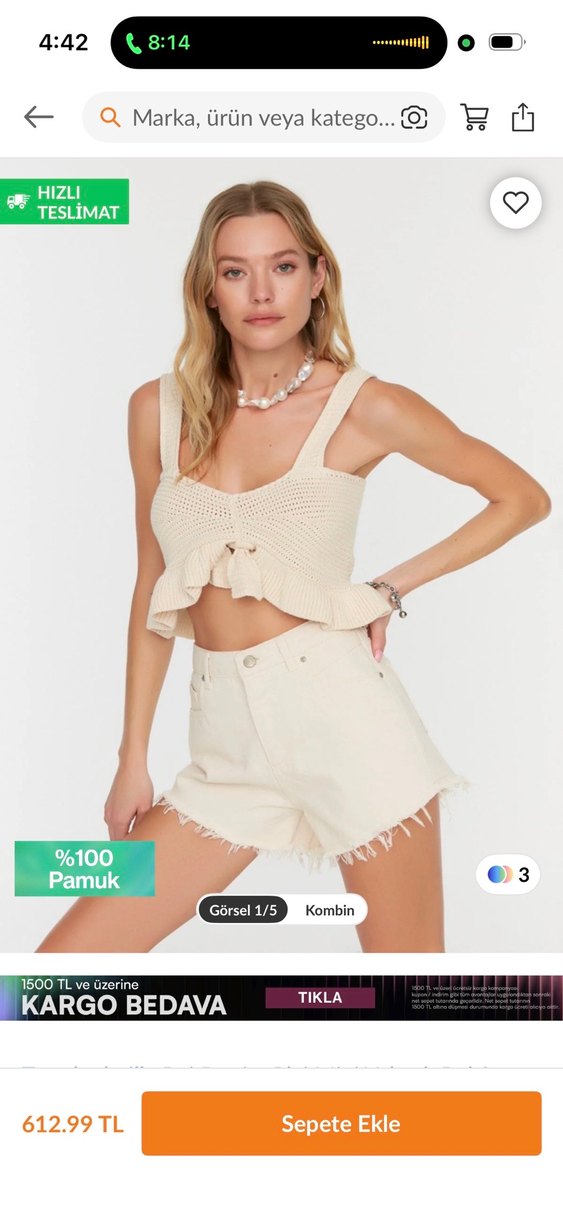 Zara Kadın Beyaz Mini Denim Şort - Görsel 3