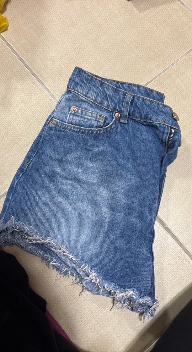Zara Mavi Midi Denim Şort - Görsel 2