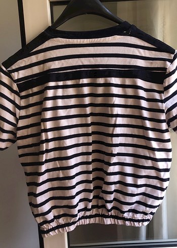 Kadın Çizgili Kısa Kollu Tişört - Görsel 2