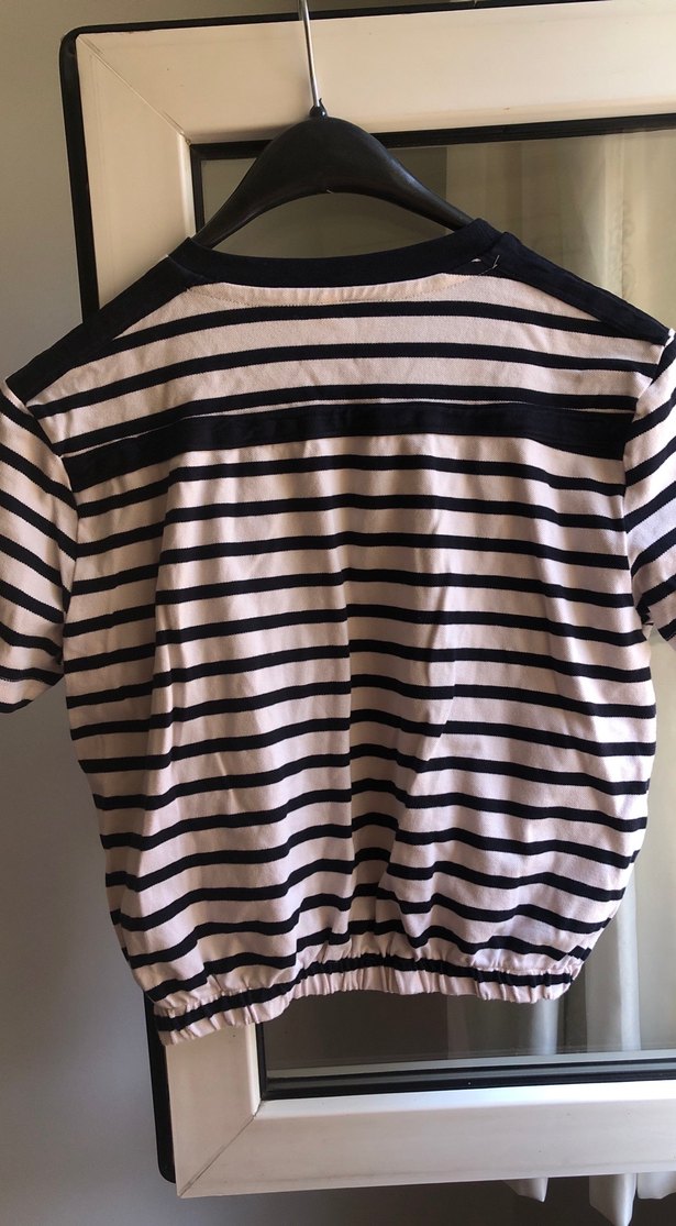 Kadın Çizgili Kısa Kollu Tişört - Görsel 2