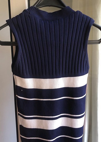 Trendyol Lacivert Çizgili Kolsuz Triko Body - Görsel 2