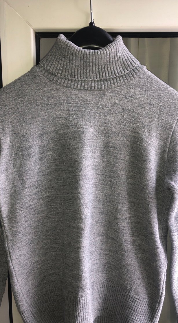 Gri Kadın Boğazlı Yün Kazak - Görsel 2