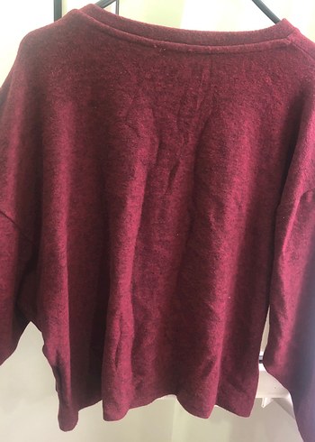 Bordo Kadın Basic Triko Kazak - Görsel 3