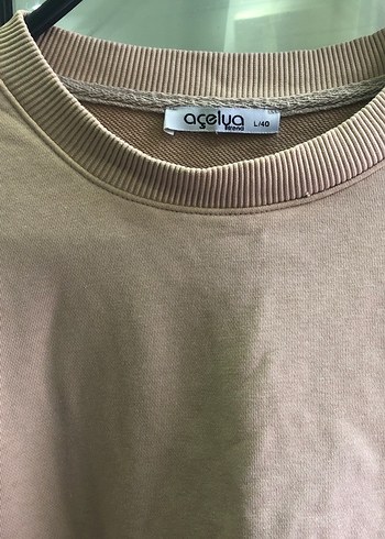 Kadın Bej Oversize Sweatshirt - Görsel 2