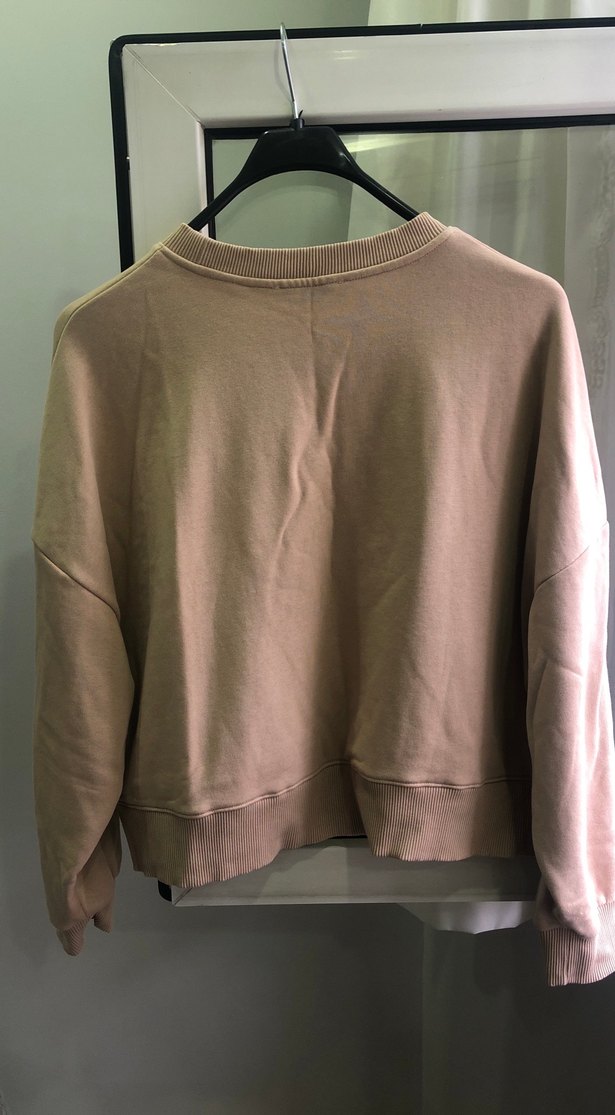 Kadın Bej Oversize Sweatshirt - Görsel 3