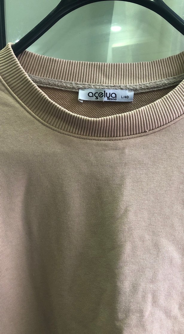 Kadın Bej Oversize Sweatshirt - Görsel 2