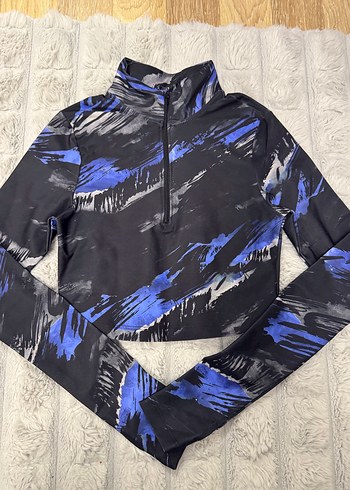 Defacto fit Mavi Siyah Fermuarlı Mini Bluz - S Beden