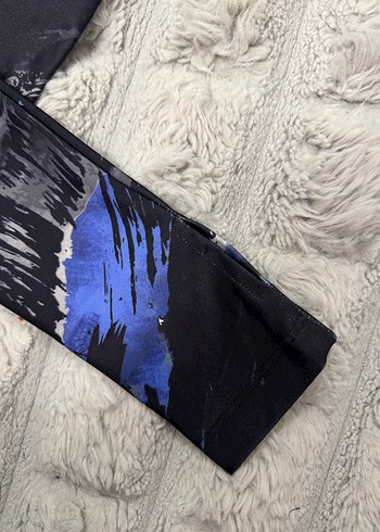 s Beden Defacto fit Mavi Siyah Fermuarlı Mini Bluz - S Beden