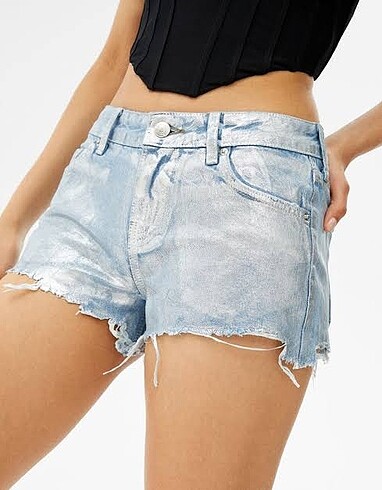 Bershka Simli Jean Şort - 36 Beden