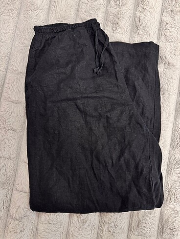 Bershka Siyah Keten Pantolon- L beden